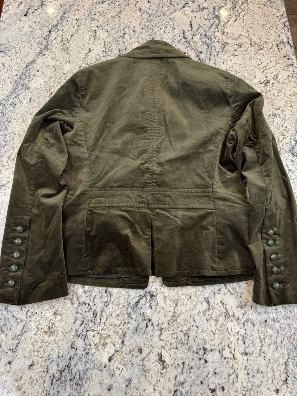 Talbots Olive Green Velvet Double Breasted Blazer Jacket Military Quiet Luxury - Picture 11 of 11